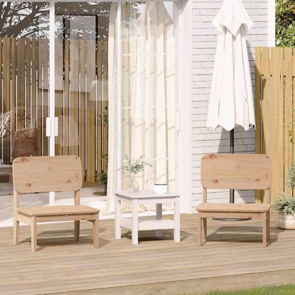 Berkfield Home Beautiful Garden Chairs, 2 Pack, Natural Solid Pine Wood, W: 60 cm, D: 52.5 cm, H: 72 cm – 2