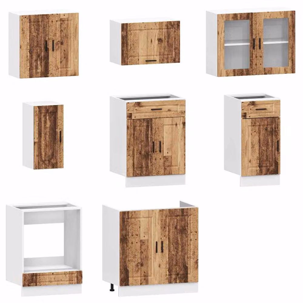 Berkfield Home Kalmar 8 Piece Rustic Kitchen Cabinet Set in Brown Engineered Wood – 2