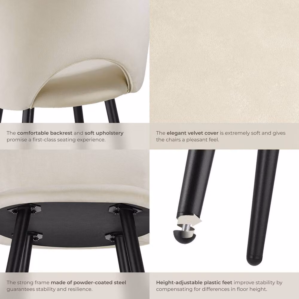 tectake Rachel Bar Stool Set of 2 in Cream and Black – 3