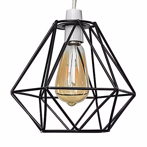 MiniSun Retro Style Black Metal Basket Pendant Ceiling Light Shade, Shade Width: 23.5 cm – 1