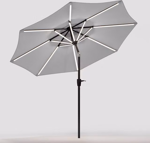 Lifeideas Solar LED Tubes Garden Parasol in Light Grey