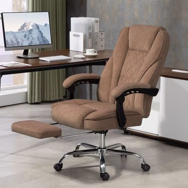 VINSETTO Brown Fabric Executive Massage Office Chair with Heating and Headrest