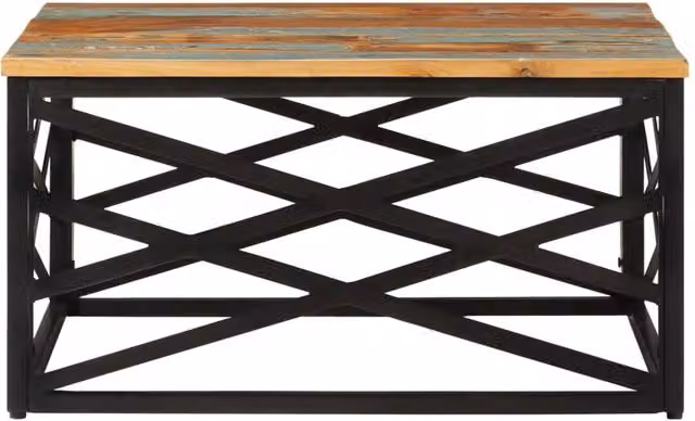 Berkfield Home Industrial Square Coffee Table in Brown Reclaimed Wood, W/D/H: 68 x 68 x 35 cm