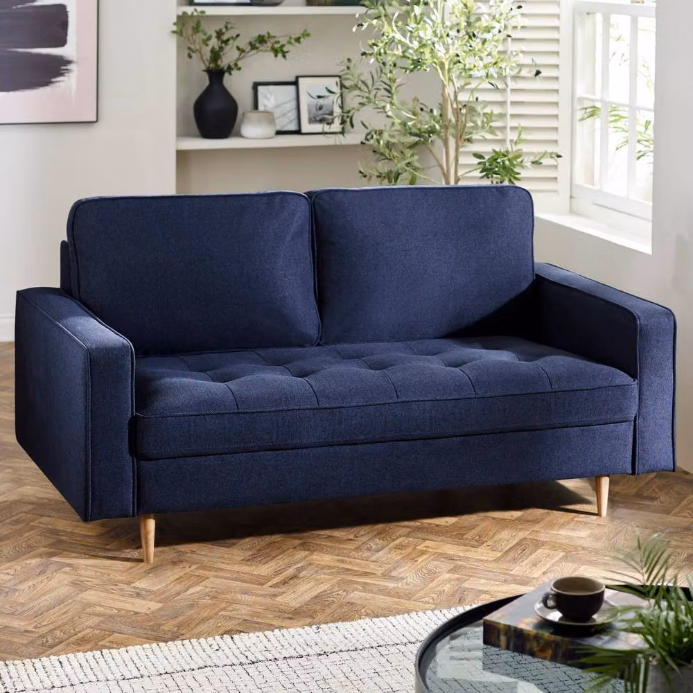 Cheshire Henrietta 2 Seater Sofa in Dark Blue Linen Upholstery – 2