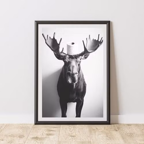 60 Second Makeover Moose Toilet Roll Animal Print Paper Poster, W: 21.0 cm, H: 29.7 cm
