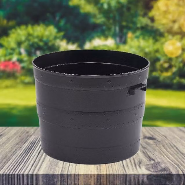 Whitefurze Black Plastic Barrel Planter Tub, Diameter: 35 cm, Black
