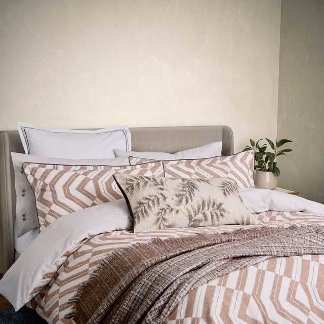 Bedeck of Belfast Osanna Single Cotton Percale Duvet Cover and Pillowcase Set, Grey, Brown and Multicolour, W: 90 cm, L: 200 cm
