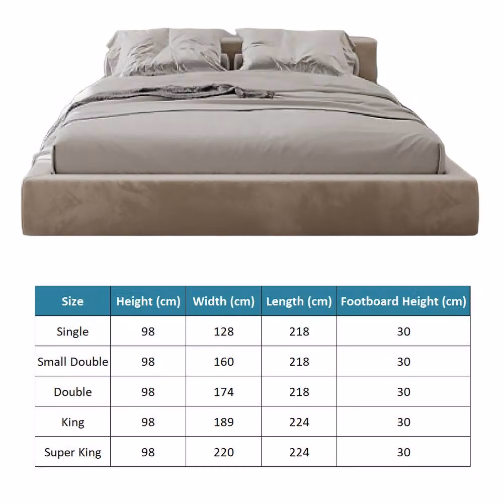 KDMD Barnehurst Boucle Upholstered Platform Bed Frame in Beige, Size: Double (140 x 200 cm) – 4