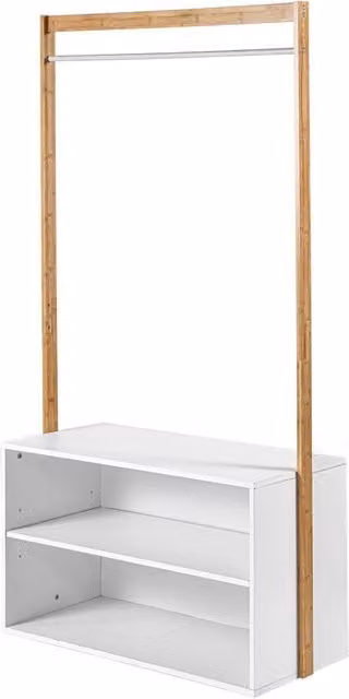 CALICOSY White Entryway Wardrobe with Storage and Hanging Rod, W/D/H: 90 x 40 x 171 cm