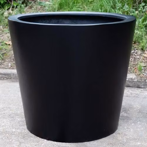 Primrose Jumbo Classic Tapered Round Polystone Planter in Black, Height: 112 cm