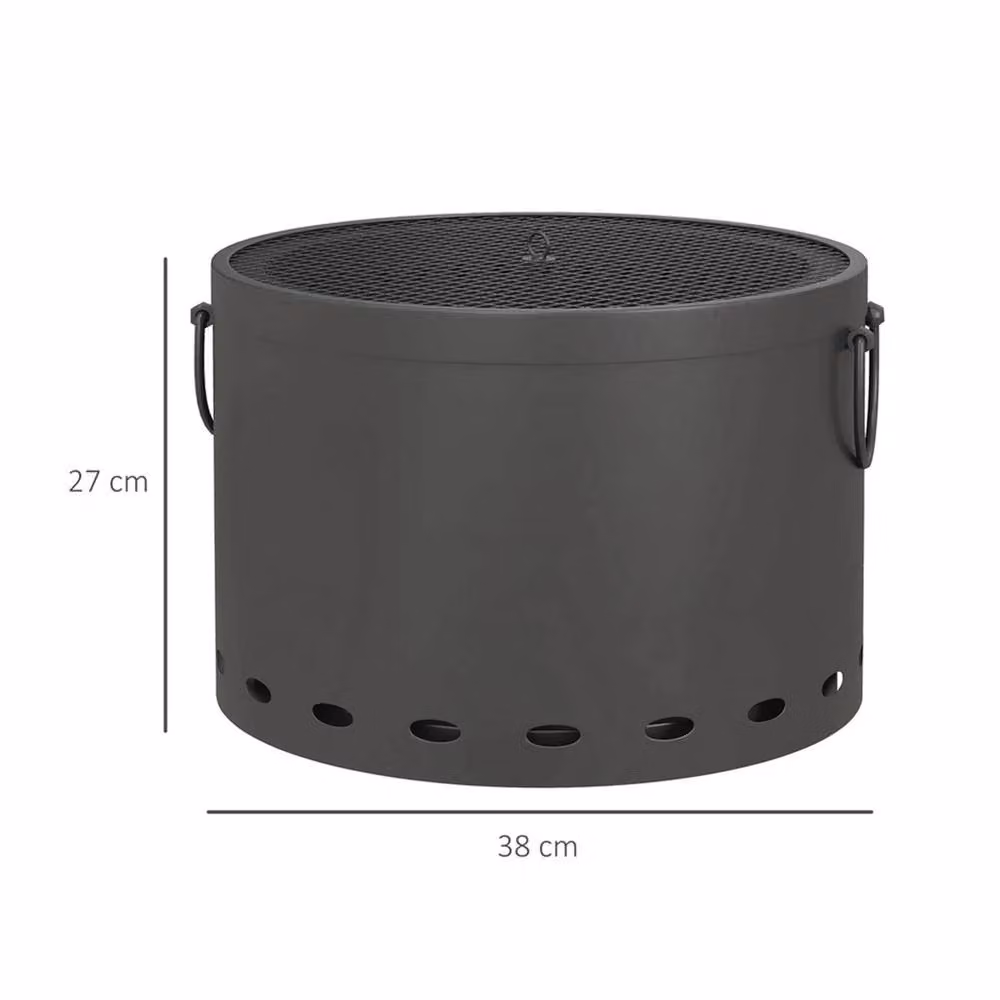NESTLUNE Grey Metal Smokeless Wood Burning Firepit Fire Bowl W/D/H: 100 x 15 x 38 cm – 2