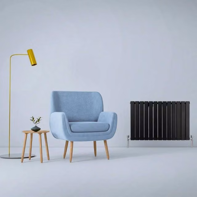 Monstershop Designer Flat Panel Steel Radiator in Black, H: 60 cm, W: 60 cm
