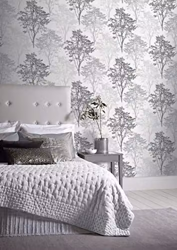 Arthouse Wildwood Grey Floral Nature Vinyl Wallpaper Roll – 2