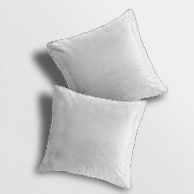 Velosso Luna White Velvet Filled Square Cushion, W/D/H: 43 x 43 x 43 cm