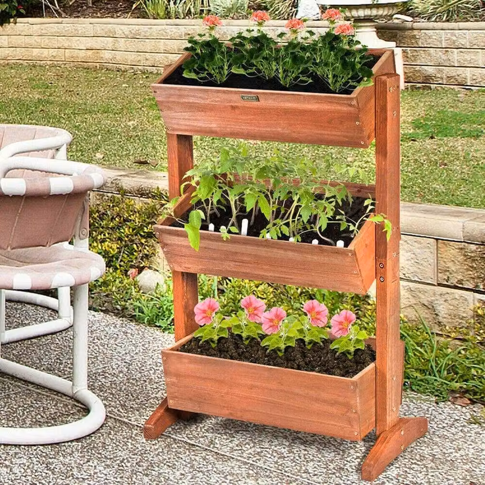 FLAVORA 3 Layer Raised Vertical Garden Bed Planter in Sand, W/D/H: 106 x 69 x 39 cm – 3