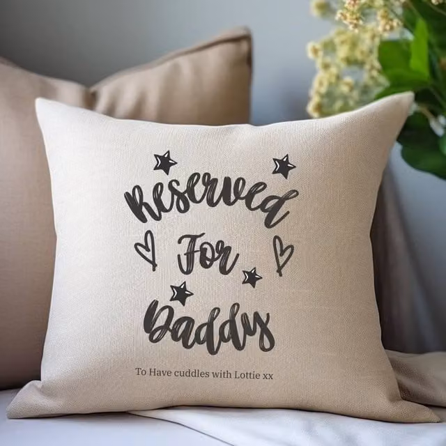 Aye Do Gifts Men's Personalised Reserved for Daddy Cushion, Beige, W/D/H: 40 x 40 x 40 cm – 1