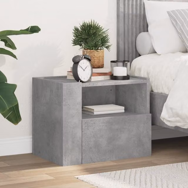 Berkfield Home Wall-mounted Bedside Cabinet in Concrete Grey, W: 45 cm, D: 30 cm, H: 35 cm – 1