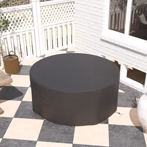Outsunny Waterproof Round Garden Furniture Cover in Black, Diameter: 193 cm, Height: 80 cm – 8