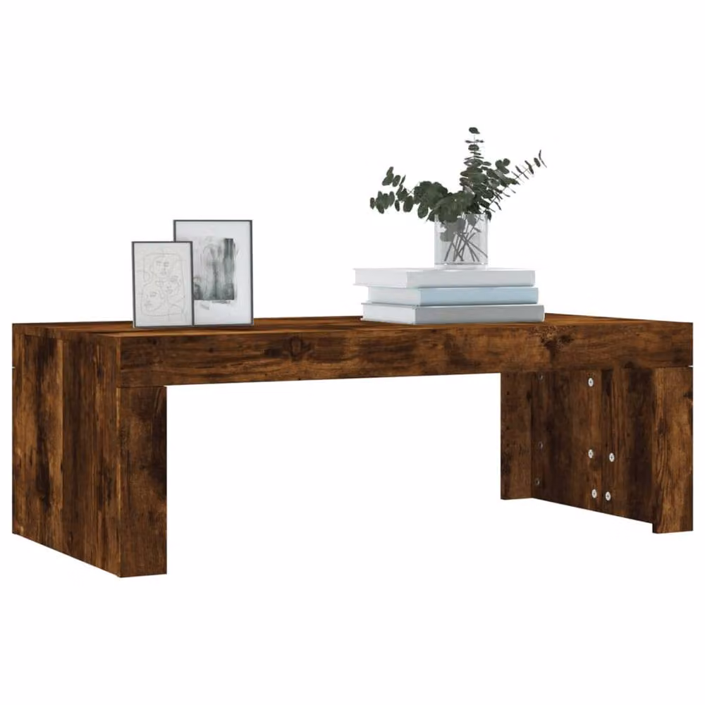 Berkfield Home Smoked Oak Coffee Table in Brown, W/D/H: 102 x 50 x 36 cm – 3