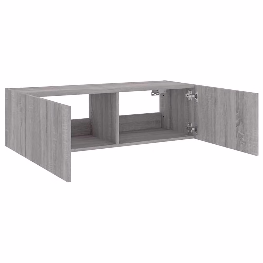 Berkfield Home TV Wall Cabinet with LED Lights in Grey Sonoma, W/D/H: 100 x 35 x 31 cm – 6