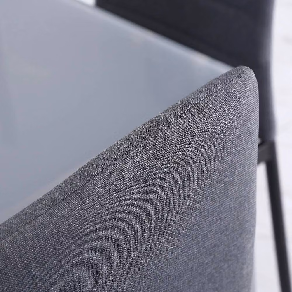 FORGEVIO High Back Dining Chairs in Grey Upholstered Linen-Touch Fabric – 4