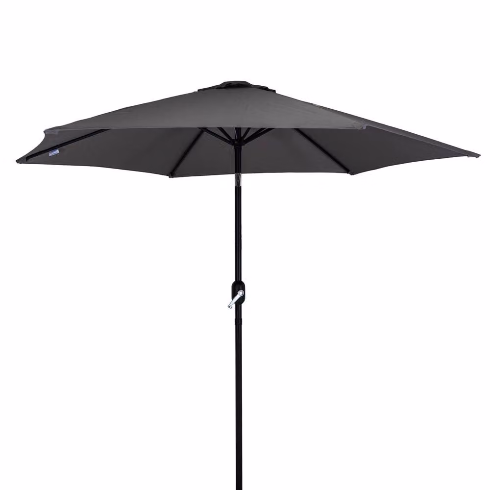 Charles Bentley Grey Metal Garden Patio Umbrella Parasol with Crank and Tilt – 3
