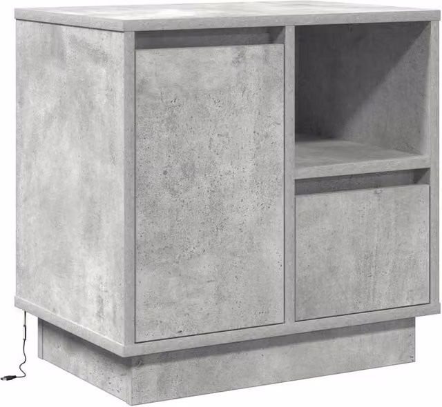 Berkfield Home Bedside Cabinet with Integrated LED Lighting in Concrete Grey, W: 50 cm, D: 34.5 cm, H: 50 cm – 1