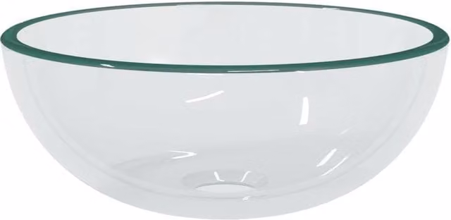 Berkfield Home Round Tempered Glass Countertop Basin, Transparent, W: 30 cm, D: 12 cm, H: 12 cm