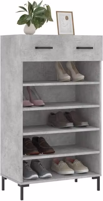 Berkfield Home Shoe Cabinet in Concrete Grey, W/D/H: 60 x 35 x 105 cm – 1