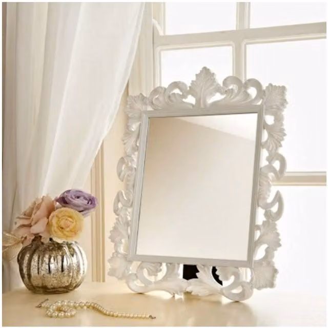 DEENZ Classic Rectangular Tabletop Dressing Table Mirror in White