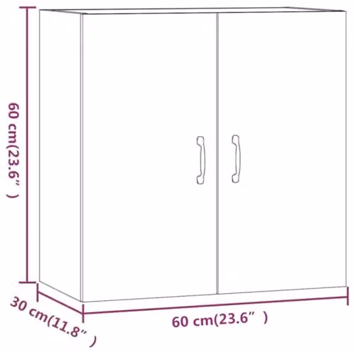 vidaXL Modern Wall Mounted Cabinet in Grey with Hinged Doors and Internal Shelves, W: 60 cm, D: 31 cm, H: 60 cm – 2