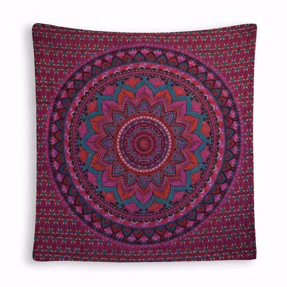 KDMD Double Cotton Bedspread and Wall Hanging Set with Classic Purple Mandala Geometric Design – 2