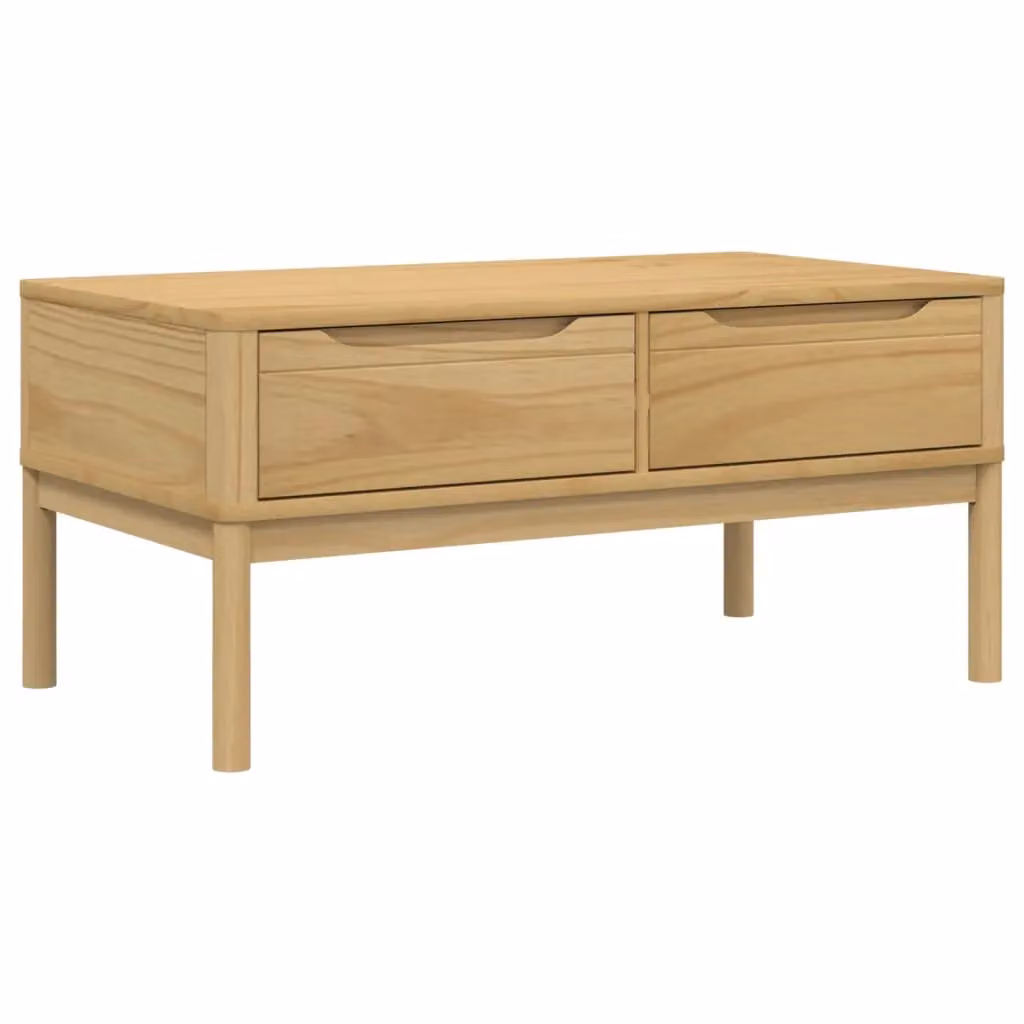 Berkfield Home FLORO Coffee Table in Wax Brown Solid Pine Wood W/D/H: 99 x 55.5 x 45 cm – 2