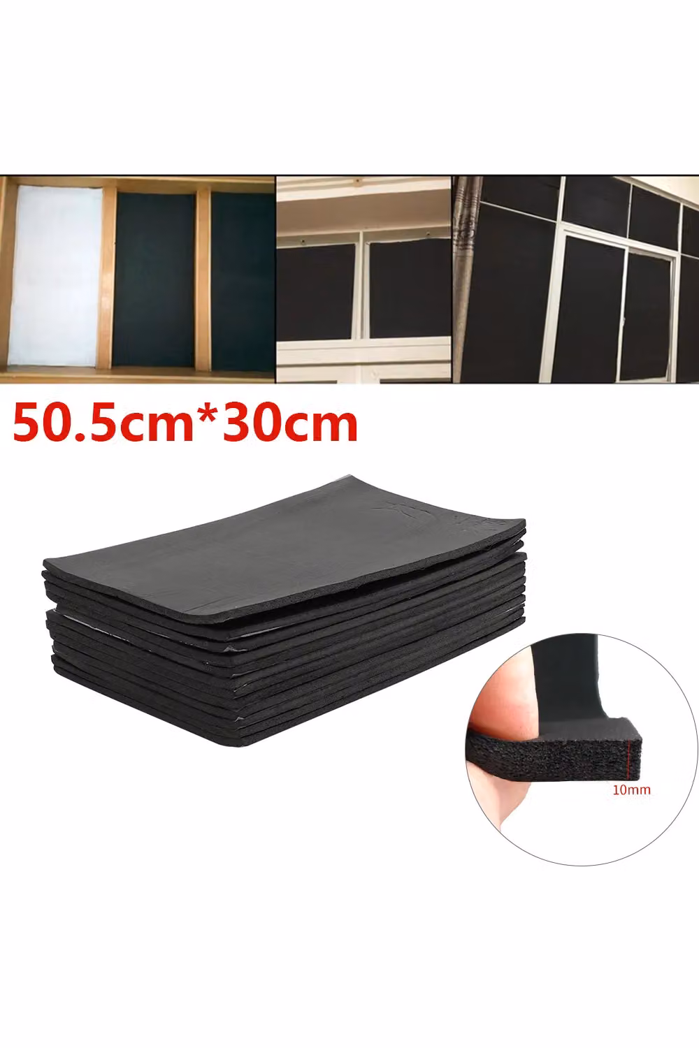 Living and Home 12pcs Self Adhesive Black Rubber Heat and Sound Insulation Mats – 2