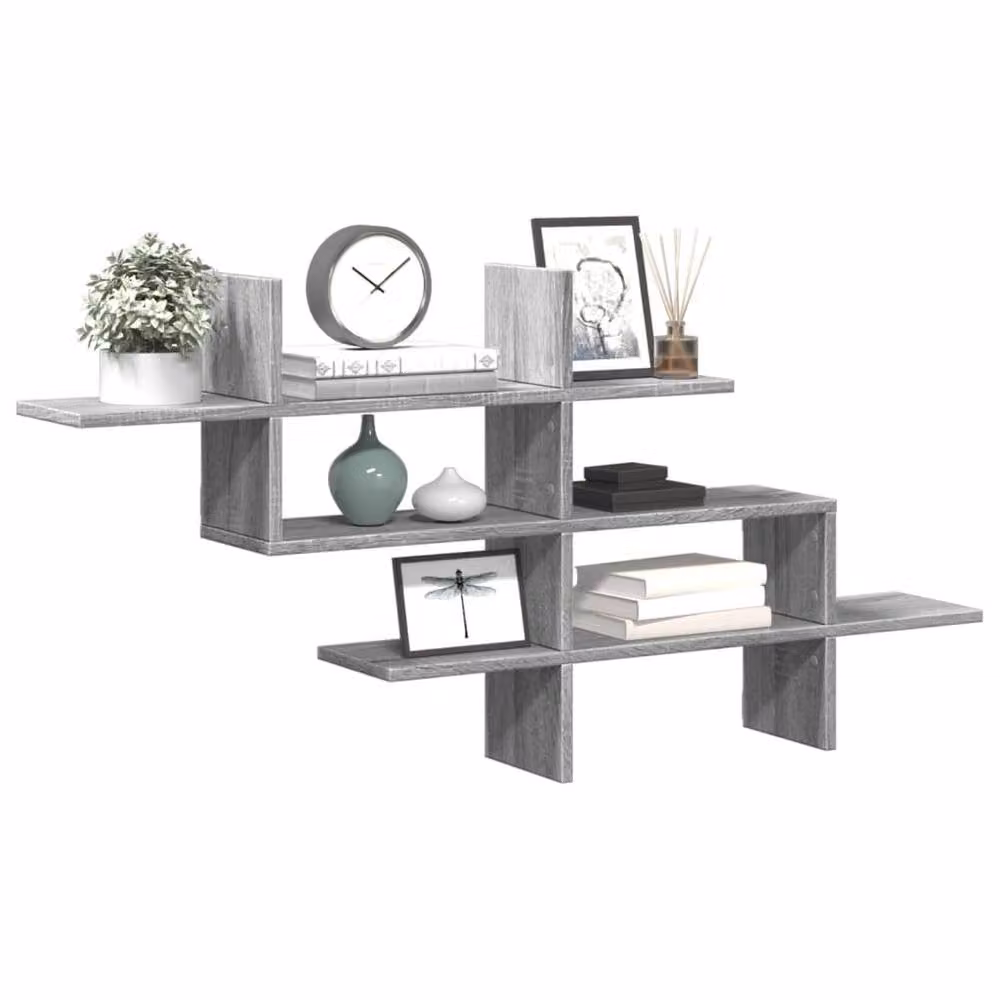 Berkfield Home Wall Mounted Shelf in Grey Sonoma, W: 124.5 cm, D: 18 cm, H: 60.5 cm – 2