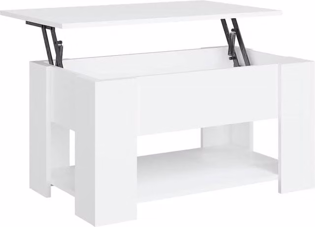 Berkfield Home Modern White Coffee Table with Lift Mechanism, W/D/H: 79 x 49 x 41 cm