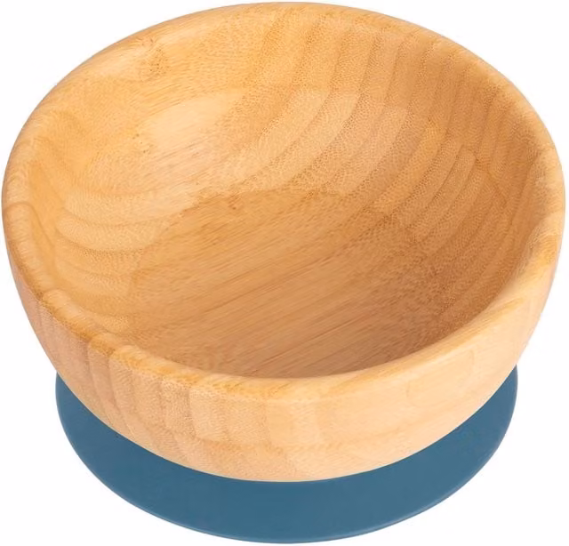 Tiny Dining Childrens Bamboo Suction Cereal Bowl in Blue