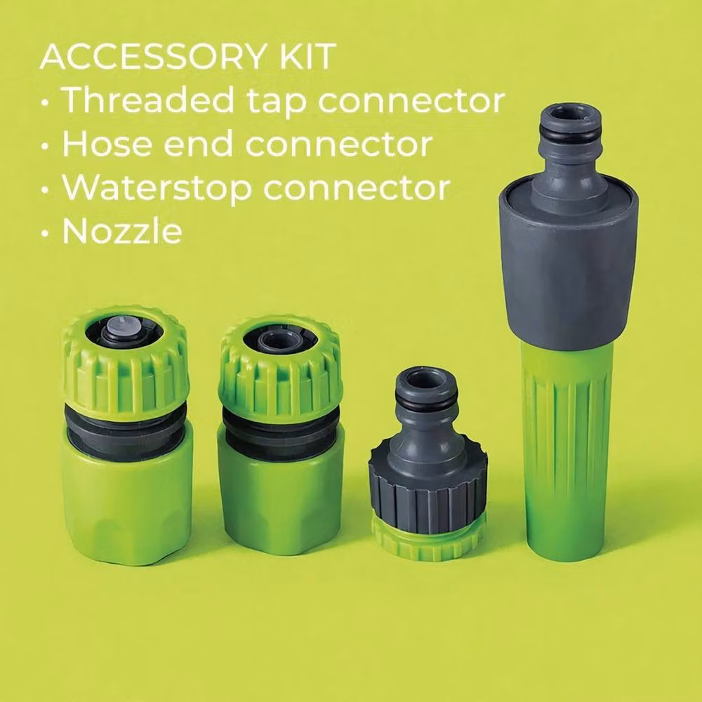 NESTLUNE Green Reinforced Garden Hose Pipe Kit with Tap Connector and Sprinkler, 25m – 3