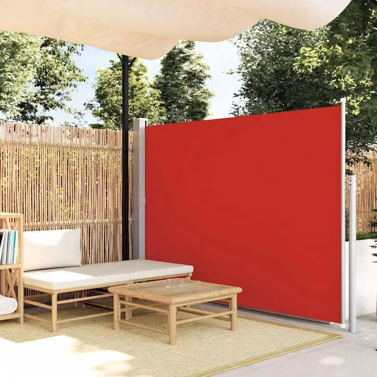 Berkfield Home Red Retractable Side Awning with Folding Arms, W: 500 cm, H: 160 cm