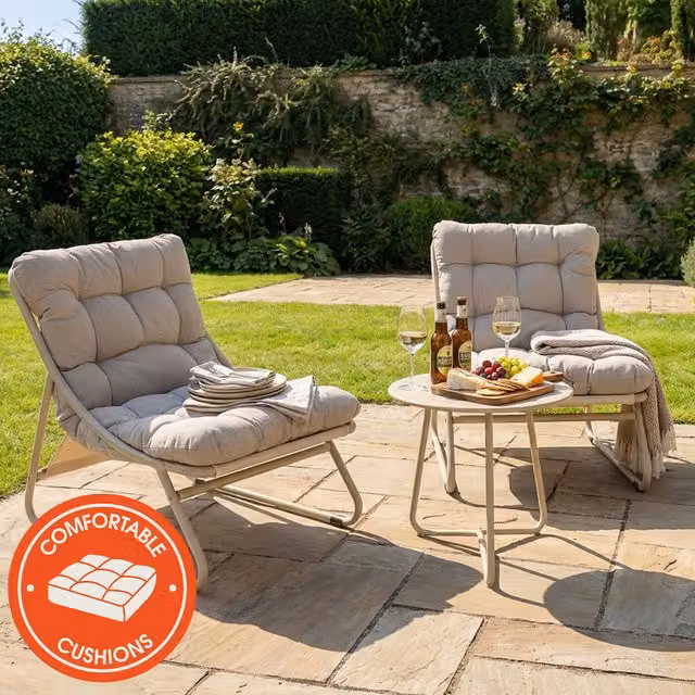 Siesta Sling Bistro Set in Beige Metal