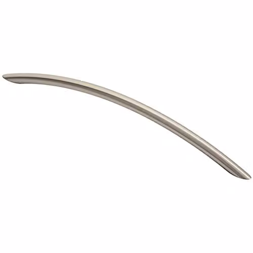 Loops Curved Bow Cabinet Pull Handle in Brushed Silver, 256 x 10 mm, 224 mm Fixing Centres