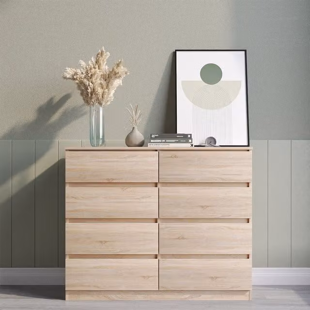 Seconique Malvern 8 Drawer Chest in Brown Oak – 1