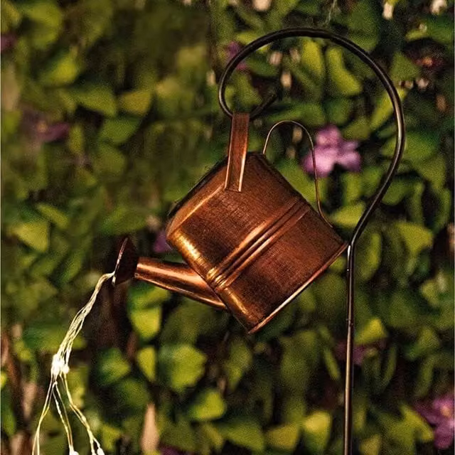 Garden Mile Solar LED Watering Can Lantern in Copper and Bronze with Dusk Sensor and Ground Spike