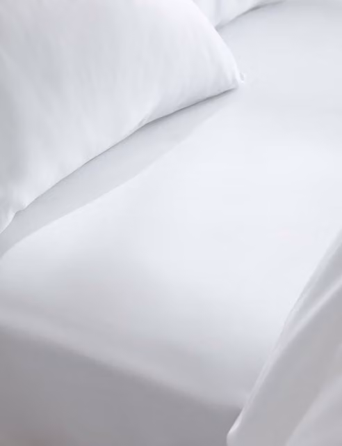 M&S White Lyocell Soft and Silky Multi-Depth Fitted Sheet, W: 140 cm, L: 200 cm