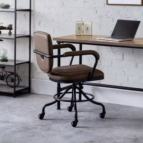 Julian Bowen Gehry Swivel Task Chair in Brown and Black Synthetic Leather