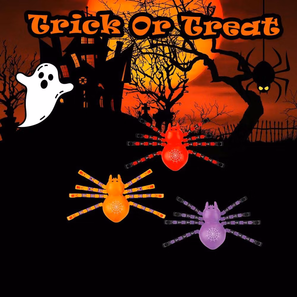 VFM e-Store Halloween Spooky Jointed Legs Spider in Red, Orange and Purple, 12 Pack – 3