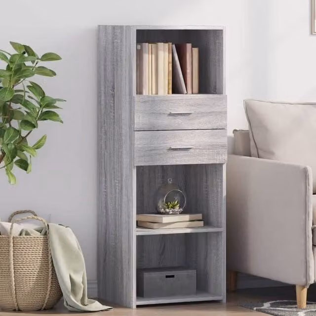 Berkfield Home Grey Sonoma Modern Highboard W/D/H: 45 x 42.5 x 124 cm