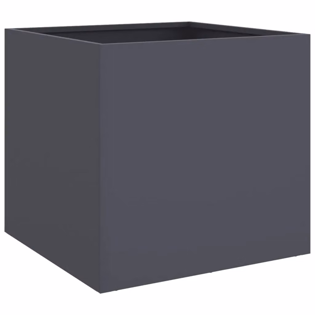 Berkfield Home Steel Planter Tub Set of 2 in Anthracite and Black, W/D/H: 42 x 40 x 39 cm – 3