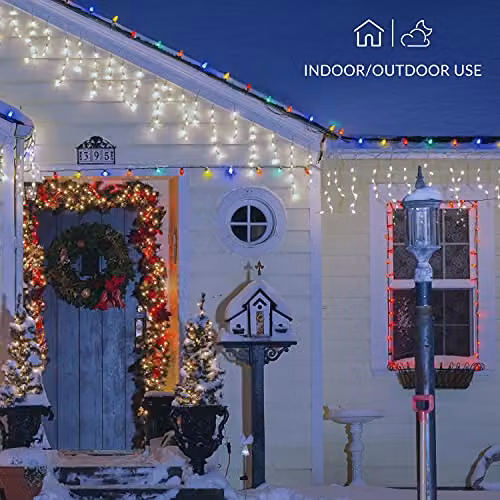 The Christmas Workshop Warm White Icicle LED Christmas Lights, Mains Powered with 8 Functions for Indoor or Outdoor Use, 720 LEDs – 3
