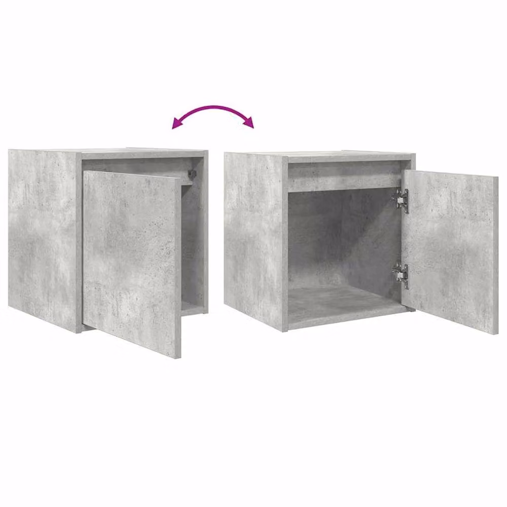 Berkfield Home Wall-Mounted Bedside Cabinet in Concrete Grey, W: 38 cm, D: 34 cm, H: 40 cm – 2
